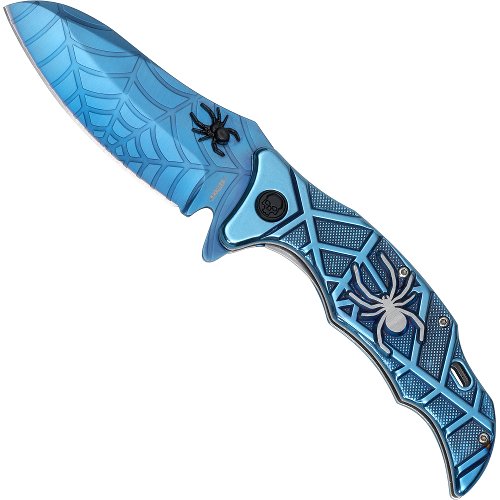 Pocket Knife Blue Spider
