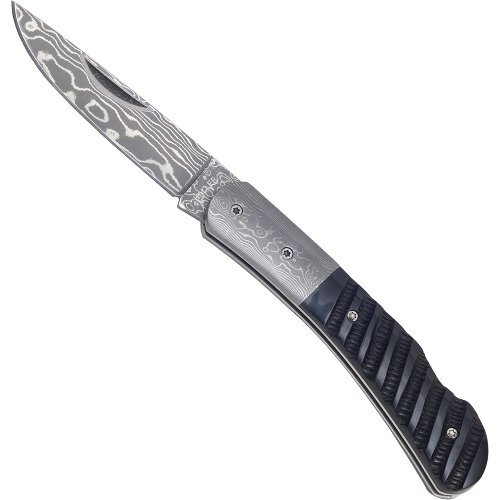 Damascus Steel Pocket Knife Buffalohorn
