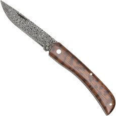 Damascus Steel Pocket Knife Snake Wood