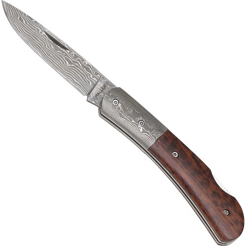 Damascus Steel Pocket Knife Snakewood