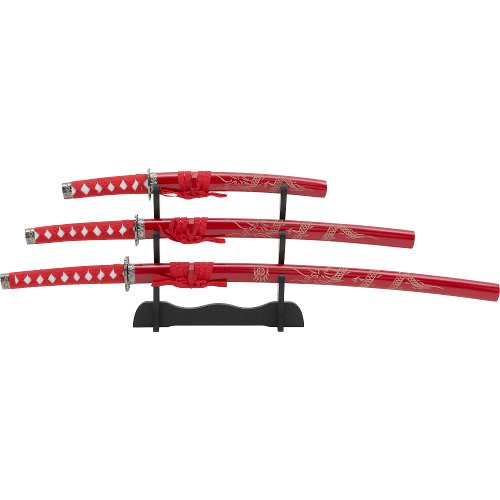 Samurai Sword Set Red Dragon 4-Part